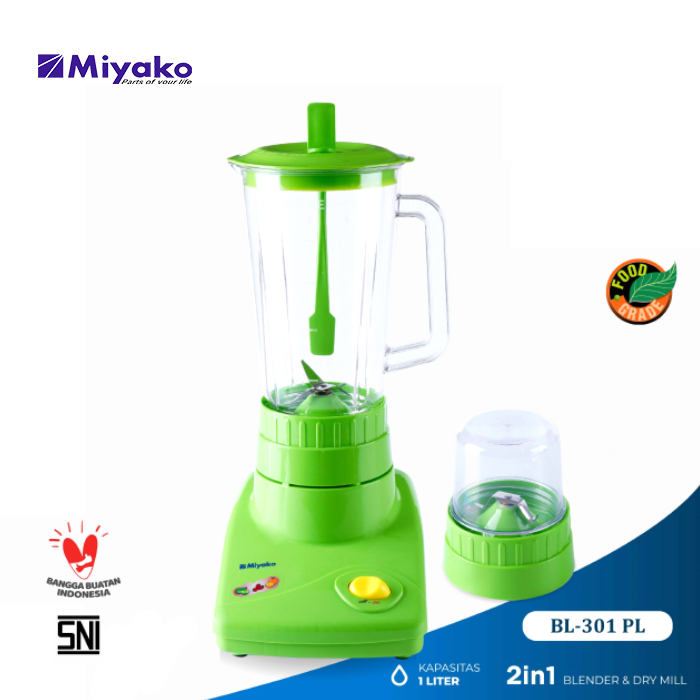 Miyako Blender Plastik 1 Liter 2in1 - BL301PL | BL-301 PL